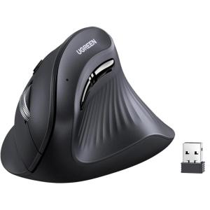 imageUGREEN Vertical Wireless Bluetooth 5024G Ergonomic Mouse with 5 Buttons 1000160020004000 DPI Prevention of Mouse Arm Vertical Mouse Compatible with PCLaptopTablet Black
