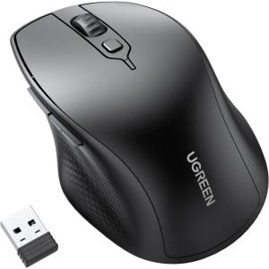 imageUGREEN Wireless Mouse Ergonomic Bluetooth 50 Mouse for Laptop 24G Cordless with USB Receiver 1000160020004000 DPI 5 Buttons Silent Mice for MacBook PC Desktop Chromebook Blueblack
