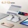 imageUGREEN Tablet Stand Holder for Desk Dual Rod Support Aluminum Tablet Holder Adjustable MultiAngle Home Office Accessories Compatible with iPad Pro 13 12 11 105 Air Mini 5 4 3 2 Phone EReader SilverSilver
