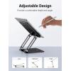 imageUGREEN Tablet Stand Holder for Desk Dual Rod Support Aluminum Tablet Holder Adjustable MultiAngle Home Office Accessories Compatible with iPad Pro 13 12 11 105 Air Mini 5 4 3 2 Phone EReader SilverBlack