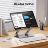 imageUGREEN Tablet Stand Holder for Desk Dual Rod Support Aluminum Tablet Holder Adjustable MultiAngle Home Office Accessories Compatible with iPad Pro 13 12 11 105 Air Mini 5 4 3 2 Phone EReader SilverGrey