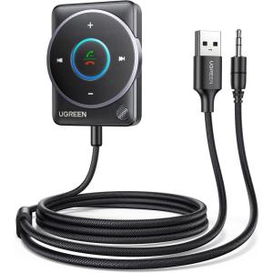 imageUGREEN Bluetooth 54 Aux Car Adapter Enhanced Connection ampamp Noise Cancellation Bluetooth Aux Receiver with Nylon Braided Cable Plug ampamp Play for Car MusicHandsFree CallsStereo Audio