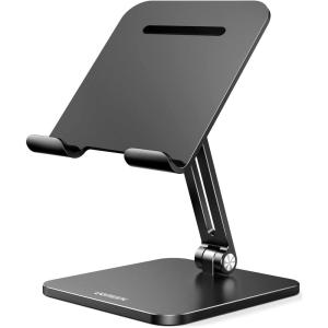imageUGREEN Tablet Stand Compatible for iPad Desk Stand Holder Adjustable Aluminum Thicker Base Compatible with iPad Pro Air Mini 13 129 11 Inch Home Office Desk Accessories GreyBlack