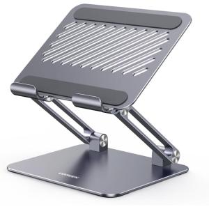 imageUGREEN Tablet Stand Holder for Desk Dual Rod Support Aluminum Tablet Holder Adjustable MultiAngle Home Office Accessories Compatible with iPad Pro 13 12 11 105 Air Mini 5 4 3 2 Phone EReader SilverGrey