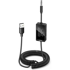 imageUGREEN Bluetooth 54 Transmitter Receiver Dual Pairs 35mm Audio Aux Adapter with Builtin Microphone for HandsFree Calls 2in1 Wireless Bluetooth Adapter Compatible with Car Speakers Home Stereo