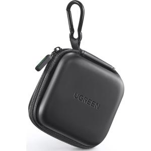 imageUGREEN Earbud Case Waterproof Earphone Case Pouch Compatible with AirPods Pro Headphone Case Holder with Stainless Steel Carabiner for Headphones Earbuds SD Memory Card Camera Chips BlackBlack