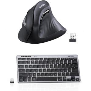 imageUGREEN UGREENVertical Wireless Bluetooth 5024G Ergonomic Mouse Bundle with K551 Slim Quiet Wireless Bluetooth 78Keys Keyboard