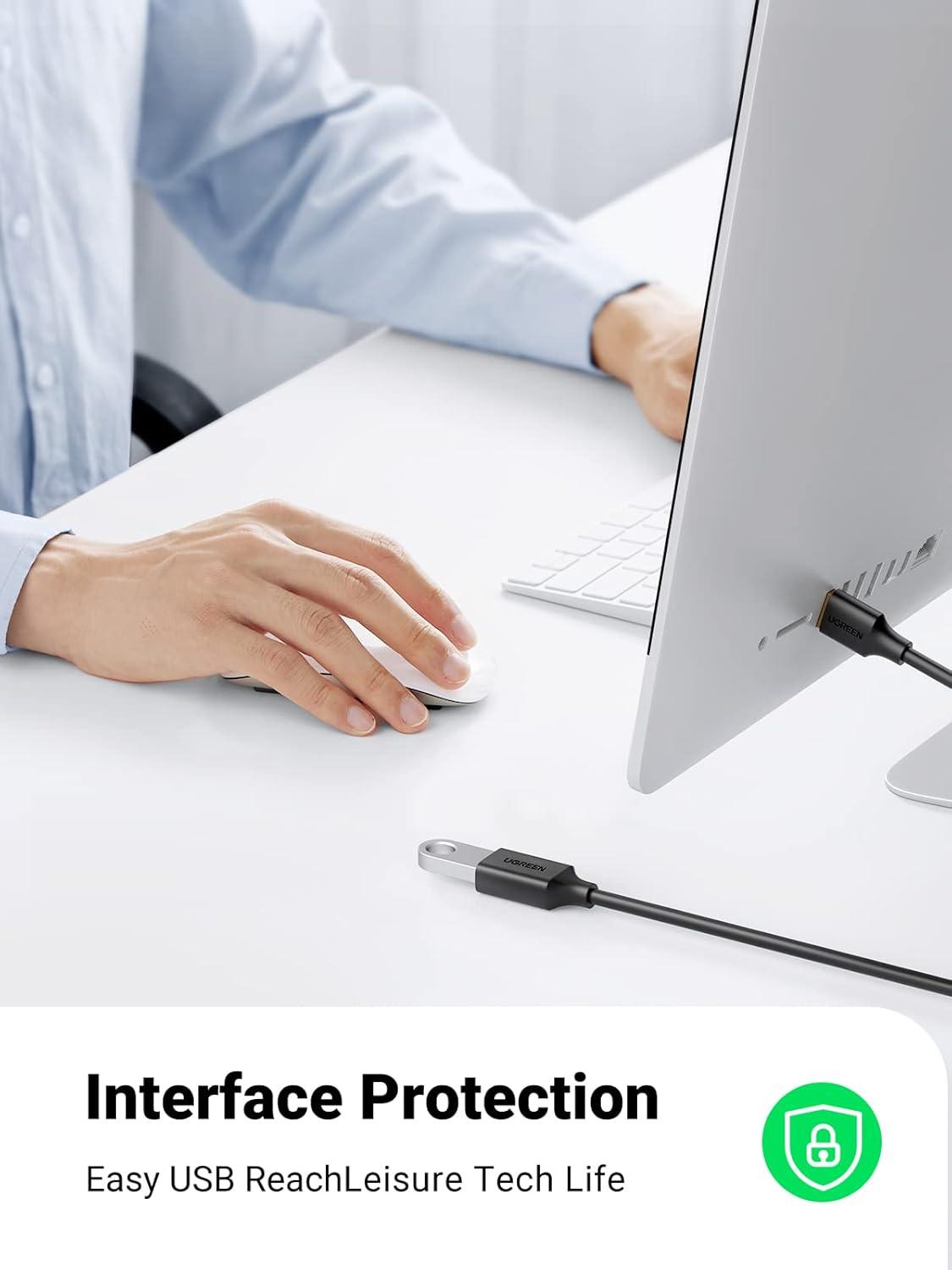 imageUGREEN USB Extension Cable USB 30 Extender Cord Type A Male to Female Data Transfer Lead for PlayStation Xbox Oculus VR USB Flash Drive Card Reader Hard Drive Keyboard Printer Camera 6ft15 ft