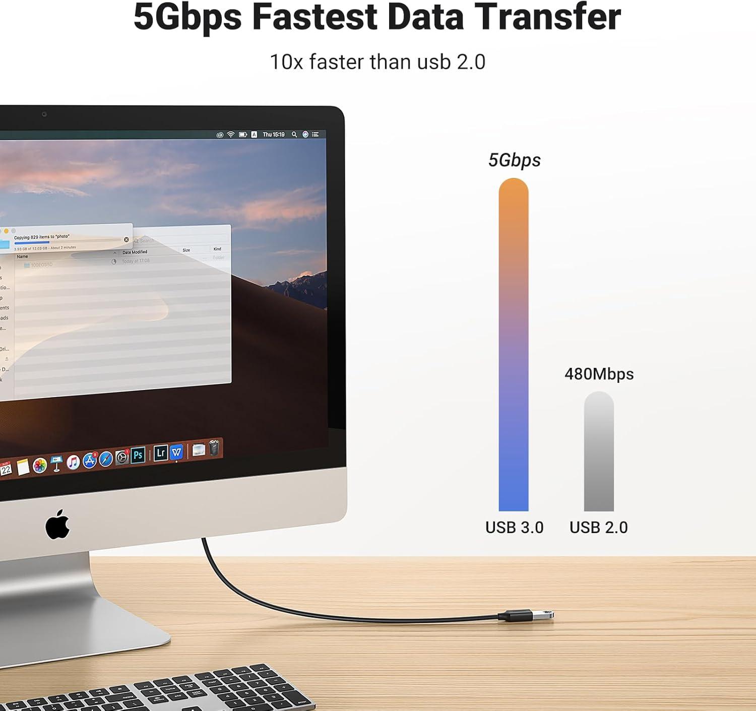 imageUGREEN USB Extension Cable USB 30 Extender Cord Type A Male to Female Data Transfer Lead for PlayStation Xbox Oculus VR USB Flash Drive Card Reader Hard Drive Keyboard Printer Camera 6ft6 ft