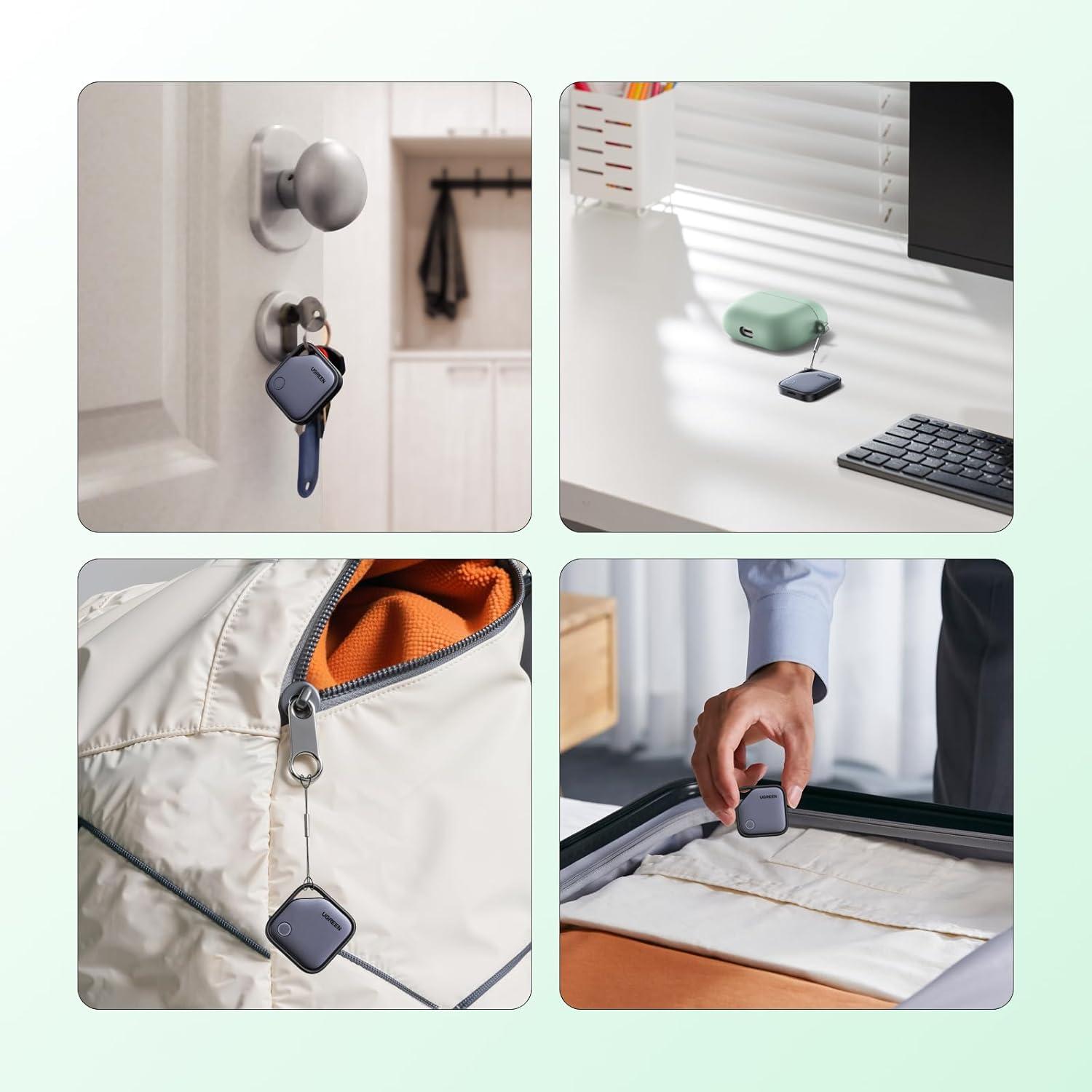 imageUGREEN FineTrack G Android Only Air Tracker Tags USBC Charging 1Year Battery Bluetooth Tracker Compatible with Find Hub App Item Finder Smart Tag for Key Luggage Wallet 4 PackGoogle Certified