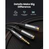 imageUGREEN Headphone Splitter Headset Splitter Audio Mic Y Adapter Braided 35mm TRRS Male to 2 Female Cable with Mic Compatible with PS5Xbox One Controller Switch 2 Phone to Earphone Gaming Speaker
