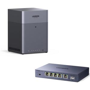 imageUGREEN NASync DH4300 Plus 4Bay Desktop NAS Bundle with 25gb Switch