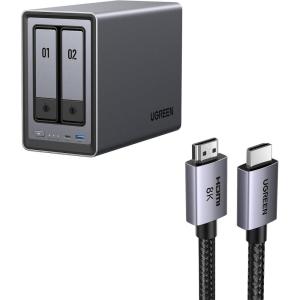 imageUGREEN NASync DXP2800 2Bay Desktop NAS Bundle with 66FT 8K HDMI Cable Certified