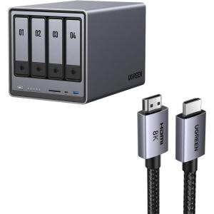 imageUGREEN NASync DXP4800 4Bay Desktop NAS Bundle with 66FT 8K HDMI Cable Certified