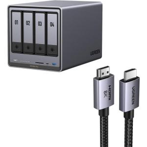 imageUGREEN NASync DXP4800 Plus 4Bay Desktop NAS Massive Storage Capacity Up to 136TB Bundle with 66FT 8K HDMI Cable Certified