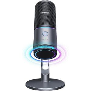 imageUGREEN Microphone for PC USB Mic with RGB Lights Mute Button 24bit96kHz Cardioid Polar Pattern Volume Control Condenser Microphone for Streaming Gaming Podcasting Recording Laptop PS5