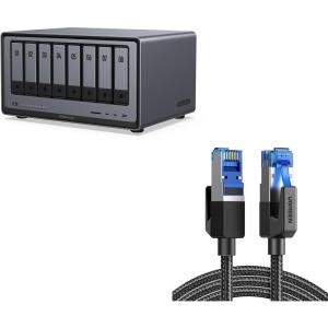 imageUGREEN NASync DXP8800 8Bay Desktop NASNetwork Attached Storage Diskless Bundle with UGREEN Cat 8 Ethernet Cable 10FT High Speed Braided 40Gbps 2000Mhz Network Cord