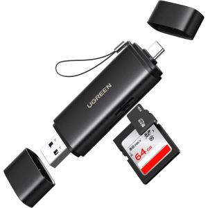 imageUGREEN USB C SD 40 Card Reader USB Memory Card Reader for SDXC SDHC MicroSD MMC RSMMC Micro SDXC Micro SDHC UHSII and UHSI Support 312 MBs SD