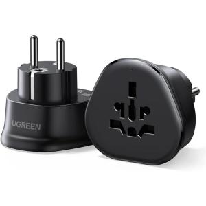 imageUGREEN European Plug Travel Adapter USUKCAMXAUJPCNNZPH to EU Type F International to EU Pin Converter Power Outlet Charger 200 Countries Compatibility 1 Pack