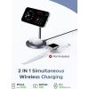 imageUGREEN Qi2 15W 2in1 Wireless Charging Stand Fast Wireless Charger for iPhone 17 16 15 14 13 12 Series and AirPods Dual Device Charging MagSafe Charger Desk Charging Station for Home Office