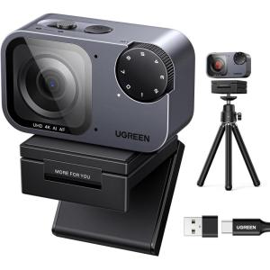 imageUGREEN FineCam Pro 4K Webcam for PC 12 Sensor Auto Framing Face AE AI NoiseCanceling Mic Gesture Control PDAF Auto Focus for Streaming Conference OBS Zoom Switch 2 Privacy Cover amp Tripod