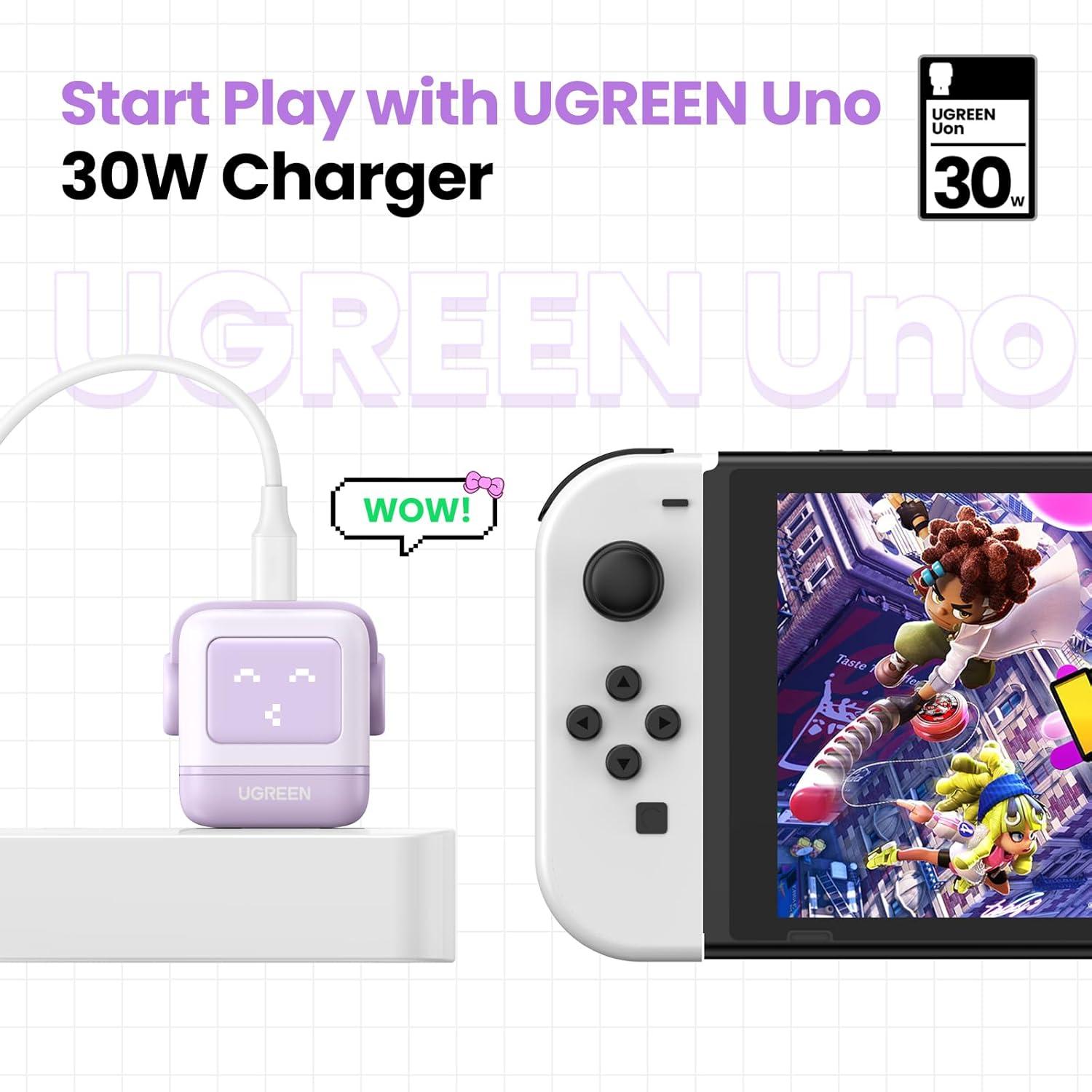 imageUGREEN 100W USBC Cable  30W USBC Robot GaN Charger Bundle  MultiPort HighPower  Compact Portable Fast Charging for Laptop Phone amp Travel