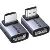 imageUGREEN 10K 8K60Hz HDMI 21 Right Angle Male to Female Adapter 2 Pack 4K240Hz High Speed Cord 3D HDR ARC VRR 48Gbps Aluminum Extender Compatible with HDTV Roku Stick Chromecast Laptop PC Switch 2