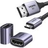 imageUGREEN 8K Mini HDMI to HDMI Cable 66FT Aluminum Braided 8K60Hz 4K120Hz High Speed HDMI 21 Bundle with HDMI Coupler 2 Pack 8K60Hz HDMI Female to Female Adapter HDMI 21 Connector 3D 4K240Hz