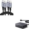 imageUGREEN 8in1 GaN Power Strip  100W USBC Cable 2Pack Bundle  Fast Charging Station with 4 AC Outlets amp 4 USB Ports  HighSpeed USBC Cable for Laptop Phone amp Tablet