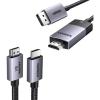 imageUGREEN DisplayPort to HDMI Cable 8K60Hz 4K240Hz Active DP 14 to 21 Cord Unidirectional HDR Dolby Bundle with HDMI 21 Cable 48Gbps 66FT Certified Ultra High Speed Cord Aluminum 8K