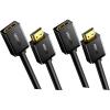 imageUGREEN HDMI Extension Cable 15FT Bundle with 3FT HDMI Male to Female Adapter Cord Compatible with Roku TV Stick PS5 PS4 Xbox Laptop PC Nintendo Switch