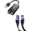 imageUGREEN USB to Ethernet Adapter 100 Mbps Bundle with Cat 8 Ethernet Cable 3FT Flat High Speed 40Gbps 2000Mhz Internet Cable