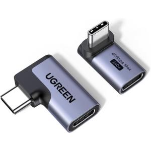 imageUGREEN 40Gbps Right Angle USB C Adapter Combo 2Pack 90 Degree USBC Adapter Compatible with MacBook ProAir Steam Deck Switch ROG Ally Thunderbolt 4 iPhone 1617 iPad