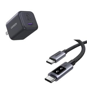 imageUGREEN 45W GaN 3Port Fast Charger  100W USBC to USBC Fast Charge Cable 66 ft  Universal PDPPS SuperCharge Bundle for Laptop Phone amp Tablet