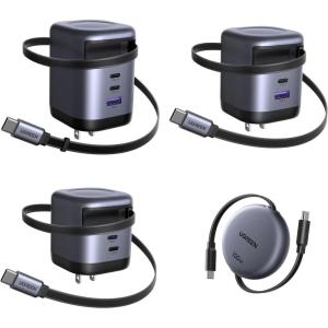 imageUGREEN 4Pack Universal Retractable USBC Charger Kit  MultiDevice GaN Chargers for Laptop Tablet Phone amp Accessories  TravelReady Wall Chargers