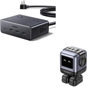 imageUGREEN 65W GaN USBC Fast Charger  8in1 USBC Power Strip Bundle  3Port Travel Wall Charger amp 4 AC  USB DesktopTravel Power Bar for Laptop Phone amp Tablet
