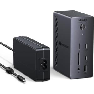 imageUGREEN Revodok Max 13in1 Thunderbolt 4 Docking Station 40Gbps with 3TBT4 Dual 4K60Hz max 180W Total Power 96W Laptop Charging 1Gbps Ethernet SDTF 30 35mm Audio