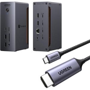 imageUGREEN Revodok Max Thunderbolt 5 Dock 13in1 120Gbps 8K amp Dual 6K60Hz 140W Charging Bundle with USB C to HDMI Cable 4K60Hz 66FT Thunderbolt 43 to HDMI for Home Office