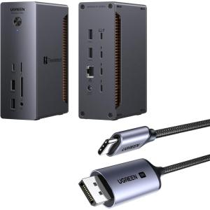 imageUGREEN Revodok Max Thunderbolt 5 Dock 13in1 120Gbps 8K amp Dual 6K60Hz Display 140W Charging Bundle with USB C to HDMI Cable 4K60Hz 66FT Thunderbolt 43 to HDMI for Home Office