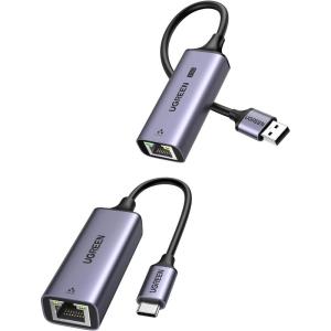 imageUGREEN USB C to Ethernet Adapter Gigabit RJ45 to USB 30 TypeC Thunderbolt 3 LAN Network Adapter Bundle with 25Gb USB to Ethernet Adapter Ethernet to USB Adapter for Laptop