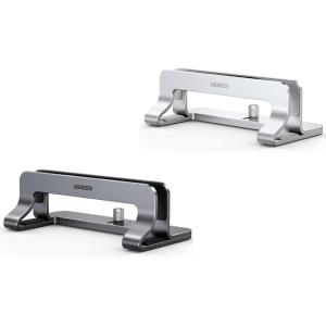 imageUGREEN Vertical Laptop Stand Holder for Desk Bundle Gray and Silver