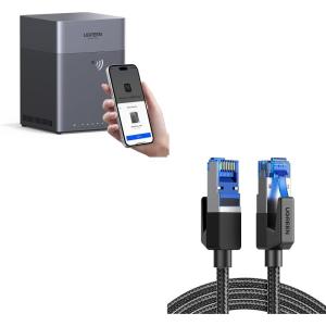 imageUGREEN NAS DH4300 Plus 4Bay Desktop NAS Diskless Bundle with Cat 8 Ethernet Cable 6FT High Speed Braided 40Gbps 2000Mhz Network Cord