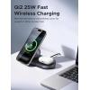 imageUGREEN 25W Magnetic Wireless Charger Stand Qi22 Certified MagSafe Compatible 2 in 1 Charging Station for iPhone 17 16 15 and AirPods Pro Pixel Office Desk Accessories BlackBlack