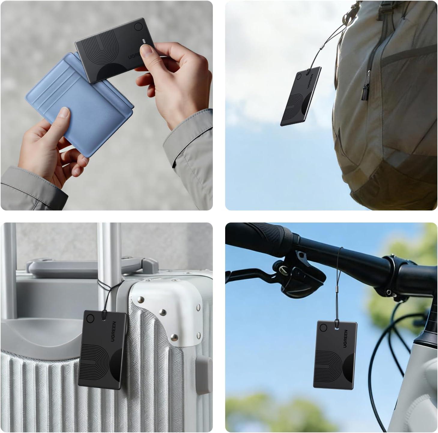 imageUGREEN FineTrack Slim Wallet Tracker Card iOS Only Rechargeable Air Tracker Tags Compatible with Apple Find My Smart Tags for WalletLuggage and More