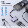 imageUGREEN USB C to 35mm Audio Adapter Type C Aux Headphone Jack DAC Stereo Mic HiFi Right Angle Dongle Bundle with USB C to 35mm Audio Adapter 3 in 1 Charger and Headphone Splitter