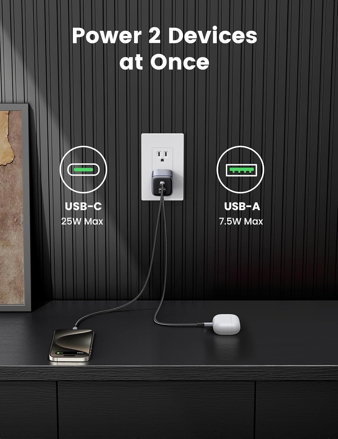 image:imageUGREEN 35W USB C Charger Bundle with USB C to USB C Cable 33FT 60W 2Pack USB C Cable Nylon Braided Type C Cord for iPhone 15 Galaxy S24S23S22 Pixel 87 MacBook AirPro Dell XPS iPad Pro