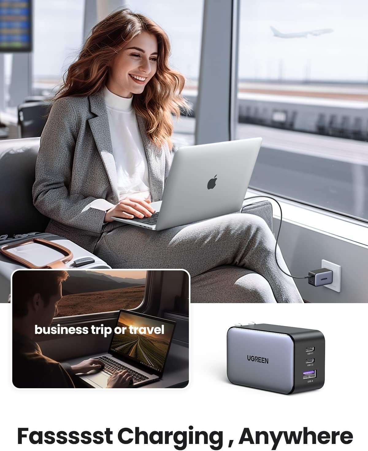 image:imageUGREEN 65W USB C Charger Bundle with 33ft USB C Cable 100W USB C to USB C Cable Fast Charging Type C Cord USB C Charger Cable Compatible with iPhone 1515 Pro15 Pro Max