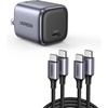 image:imageUGREEN 30W USB C Charger Bundle with 33ft 60W 2Pack USB C Cable Nylon Braided for iPhone 15 Samsung Galaxy S24 Google Pixel 7 MacBook AirPro Dell XPS iPad ProMini 6Air Switch