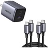 image:imageUGREEN 35W USB C Charger Bundle with USB C to USB C Cable 33FT 60W 2Pack USB C Cable Nylon Braided Type C Cord for iPhone 15 Galaxy S24S23S22 Pixel 87 MacBook AirPro Dell XPS iPad Pro
