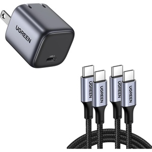 image:imageUGREEN 30W Charger Bundle with 100W 2Pack USB C to USB C Cable for iPhone 1515 Plus15 Pro15 ProMax MacBook iPad Dell XPS Samsung Galaxy S24S23